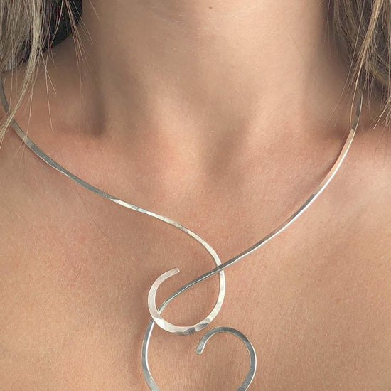 Sterling Silver Swirl Choker-Sterling Silver-Leightworks