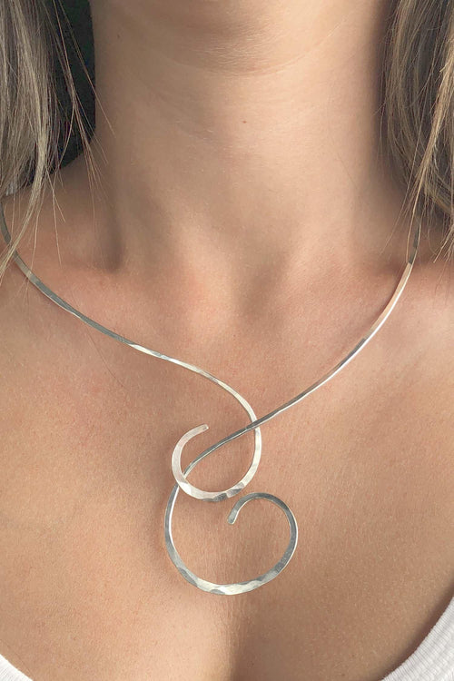 Sterling Silver Swirl Choker-Sterling Silver-Leightworks