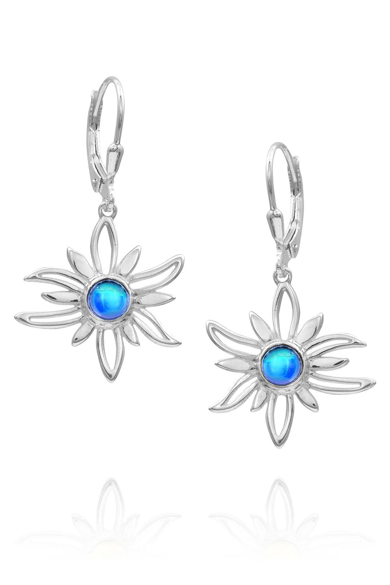 Sterling Silver-Sun Earrings-blue-polished-Leightworks