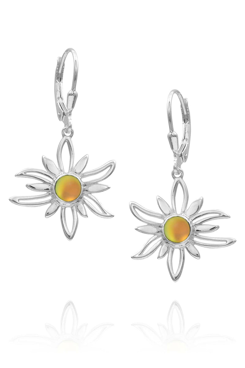 Sterling Silver-Sun Earrings-fire-frosted-Leightworks