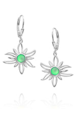 Sterling Silver-Sun Earrings-green-frosted-Leightworks