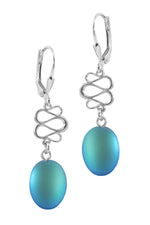 Sterling Silver-Swirl Ext. Earrings-Aqua-Frosted-Leightworks