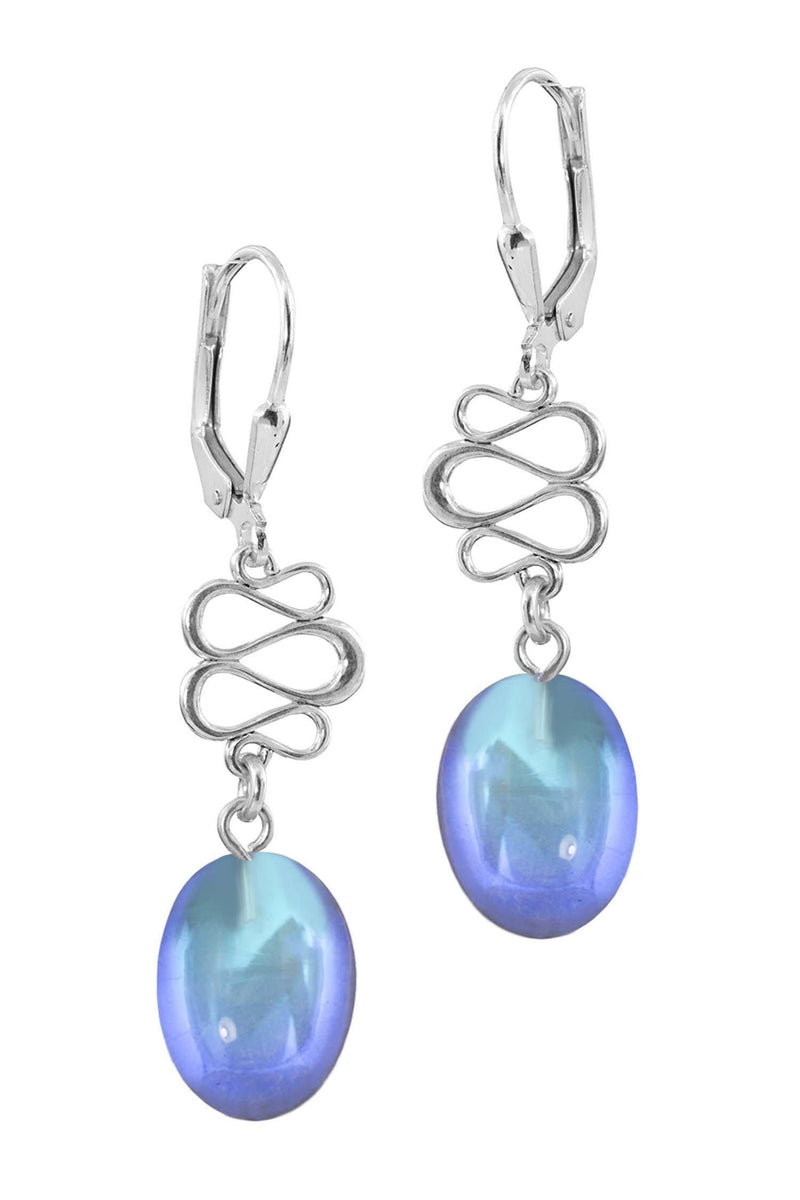 Sterling Silver-Swirl Ext. Earrings-Blue-Polished-Leightworks