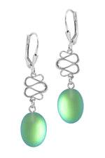 Sterling Silver-Swirl Ext. Earrings-Green-Frosted-Leightworks