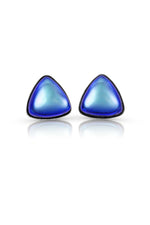 Sterling Silver-Triangle Stud Earrings-Blue-Polished-Leightworks