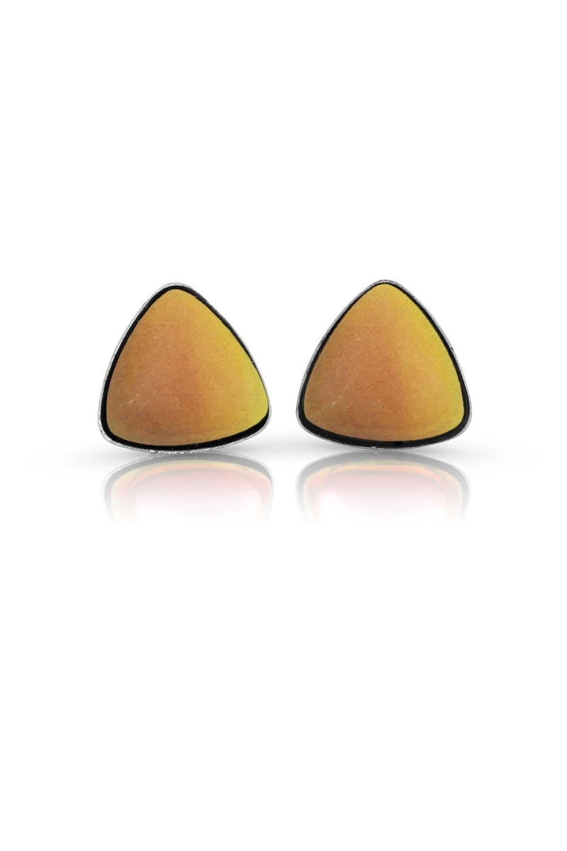Sterling Silver-Triangle Stud Earrings-Fire-Frosted-Leightworks