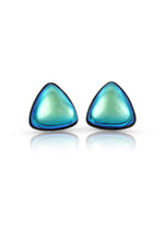 Sterling Silver-Triangle Stud Earrings-Green-Polished-Leightworks