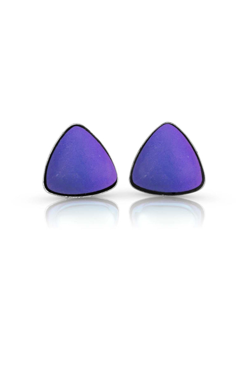 Sterling Silver-Triangle Stud Earrings-Violet-Frosted-Leightworks
