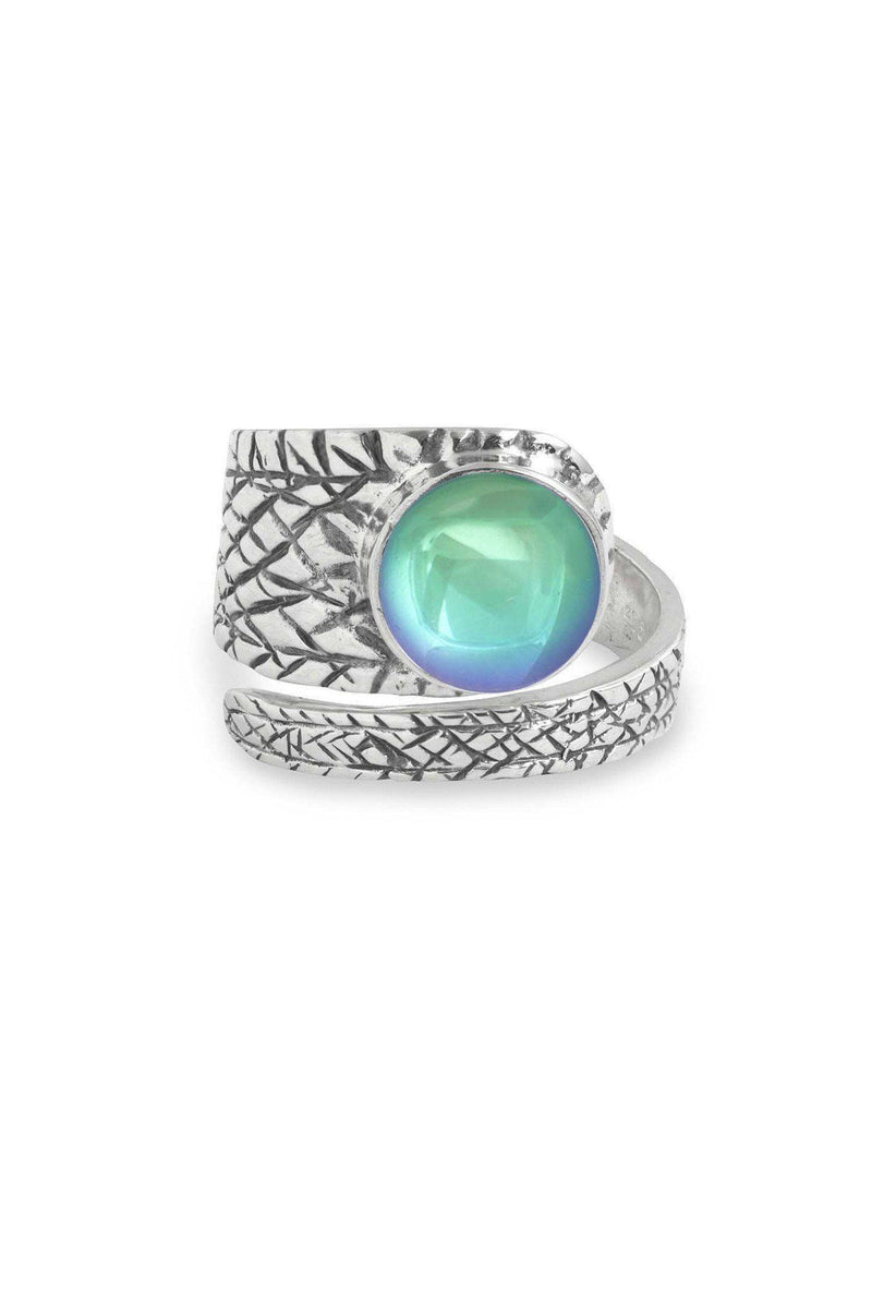 Handmade Sterling Silver-Turtle Ring-Aqua-Polished-Leightworks