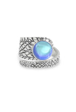 Handmade Sterling Silver-Turtle Ring-Blue-Polished-Leightworks