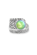 Handmade Sterling Silver-Turtle Ring-Green-Polished-Leightworks