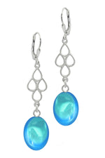 Sterling Silver-Waterfall Ext. Earrings-Aqua-Polished-Leightworks