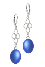 Sterling Silver-Waterfall Ext. Earrings-Blue-Frosted-Leightworks