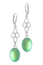Sterling Silver-Waterfall Ext. Earrings-Green-Frosted-Leightworks