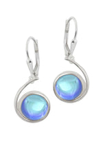 Sterling Silver-Wave Earrings-Blue-Polished-Leightworks