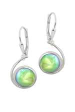 Sterling Silver-Wave Earrings-Green-Polished-Leightworks