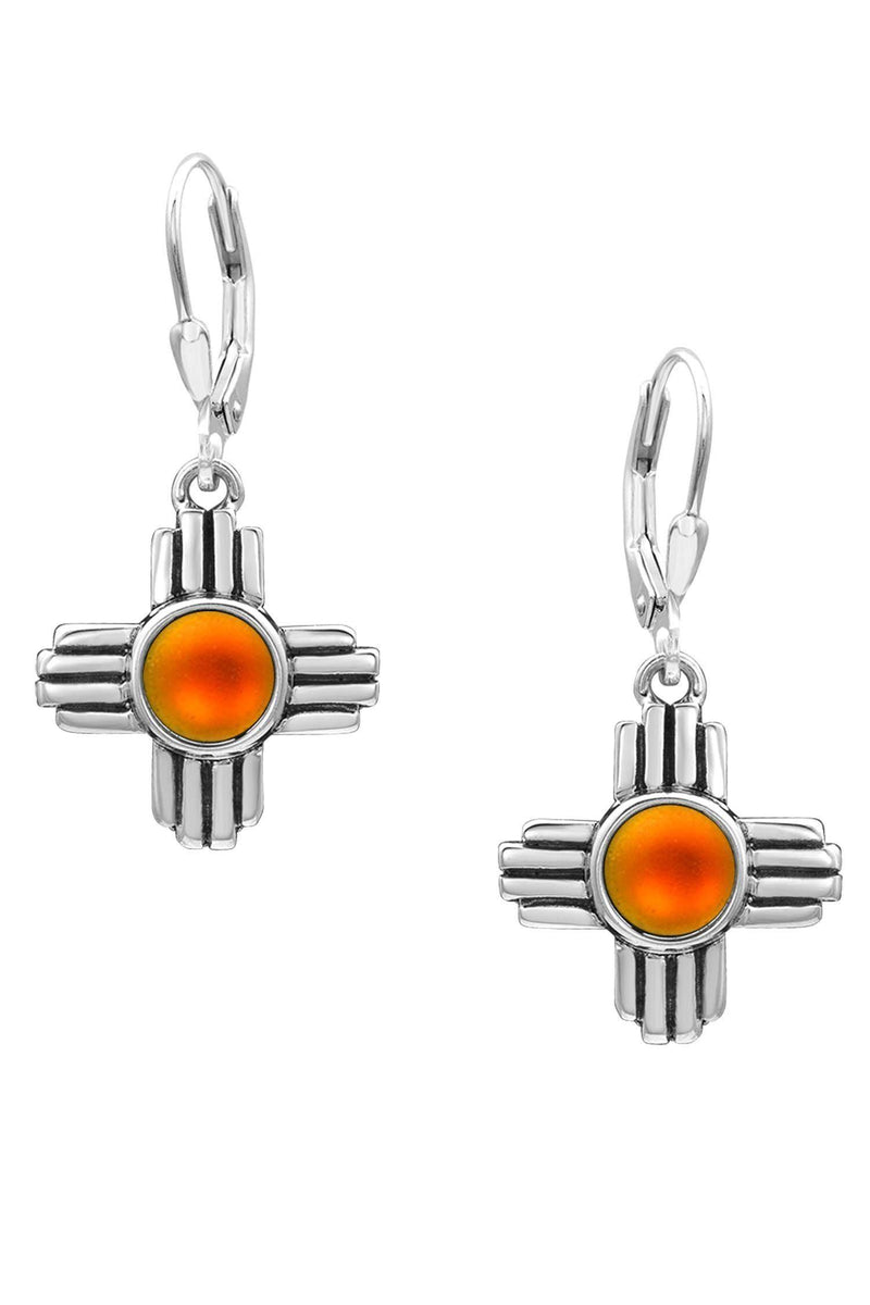 Sterling Silver-Zia Earrings-frosted-fire-Leightworks