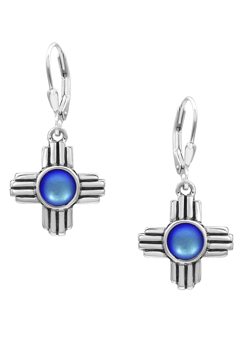 Sterling Silver-Zia Earrings-frosted-blue-Leightworks