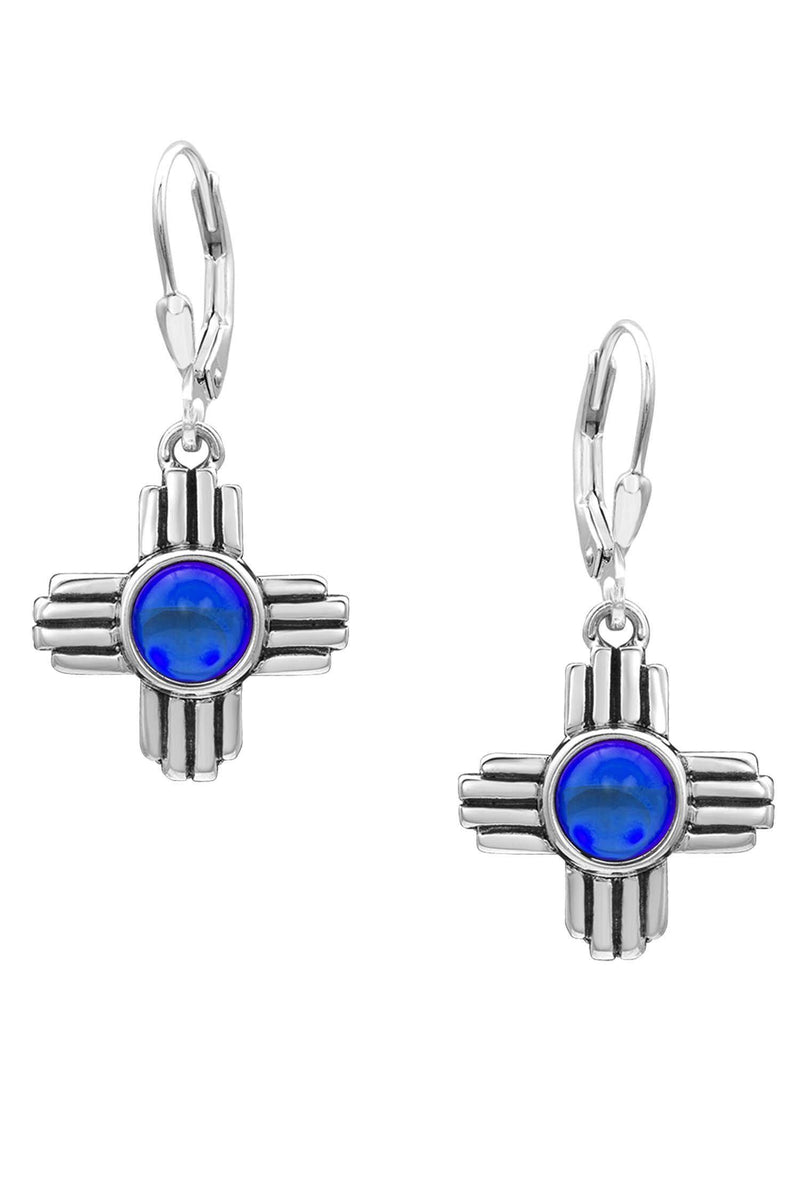 Sterling Silver-Zia Earrings-polished-blue-Leightworks